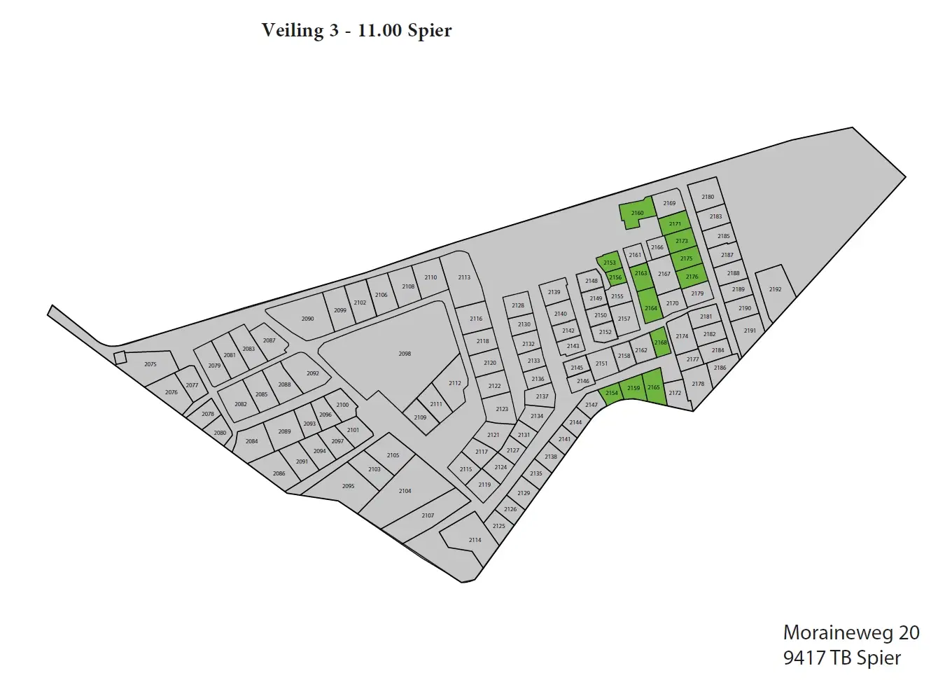 13 percelen grond gelegen op Resort de Moraine te Spier